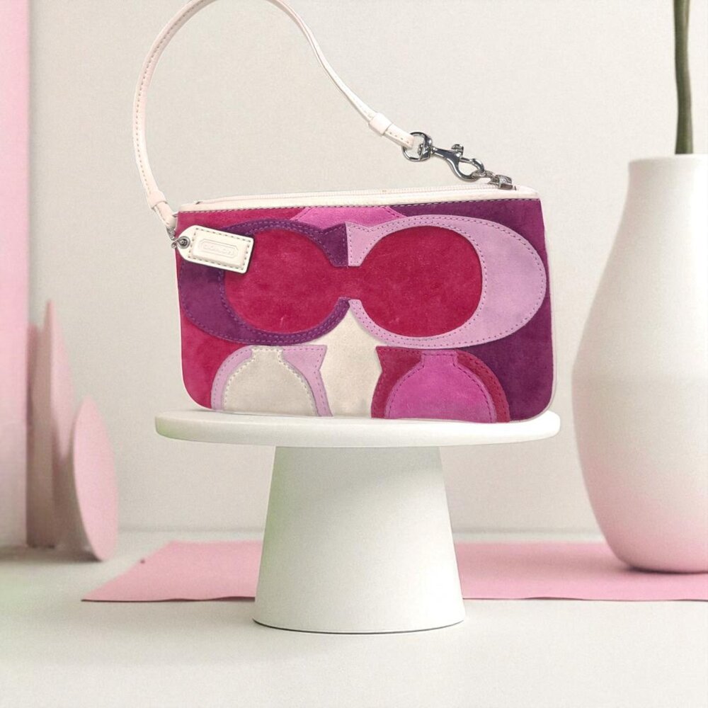Vintage COACH OP Art Suede Y2K Wallet pink purple